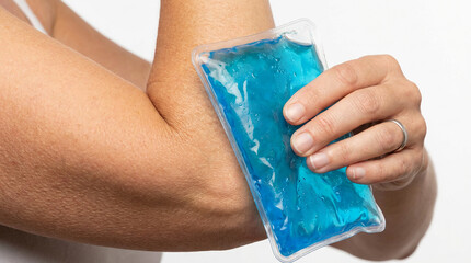 Applying Ice Pack to Sore Elbow