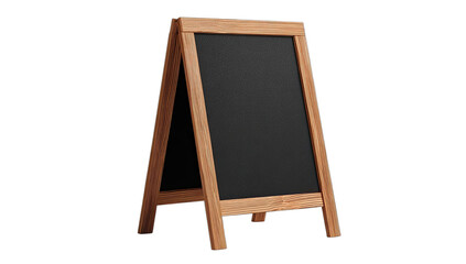 A-frame wooden easel blackboard on a black background