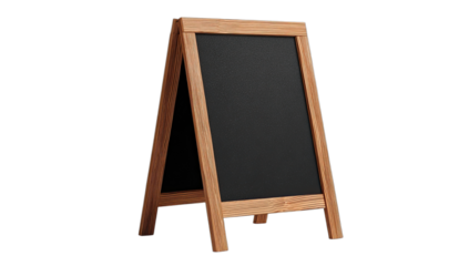 A-frame wooden easel blackboard on a black background