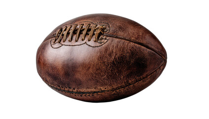 Vintage brown leather American football with detailed stitching and laces