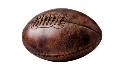 Vintage brown leather American football with detailed stitching and laces