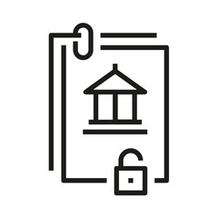 Open document with bank icon and paperclip