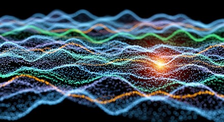 Dynamic data flow visualization with vibrant colors and glowing connections, perfect for innovative tech companies and futuristic concept designs