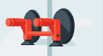 A flat vector illustration of a red and black double suction cup glass lifter tool.