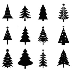 Set of Christmas tree collection vector. big bundle Christmas tree with new style  
