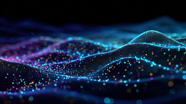 Abstract Digital Data Stream Representing Information Flow on Black Background