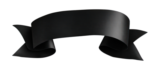 Elegant black ribbon banner with flowing curves and a satin finish