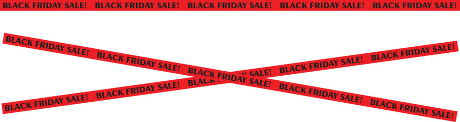 Red Black Friday sale tape crossed and straight for promotional banner design