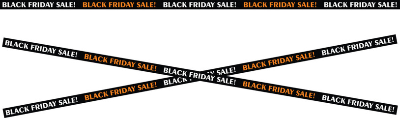 Black Friday sale ribbons crossed and horizontal for promotional marketing and advertising campaigns