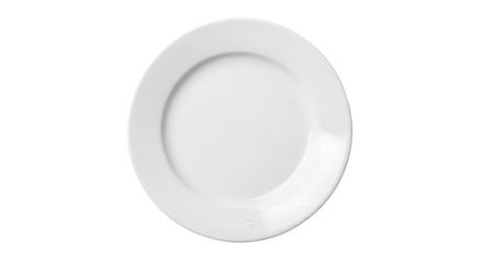 Stock photo of a white ceramic plate for food presentation and elegant table setting on transparent background
