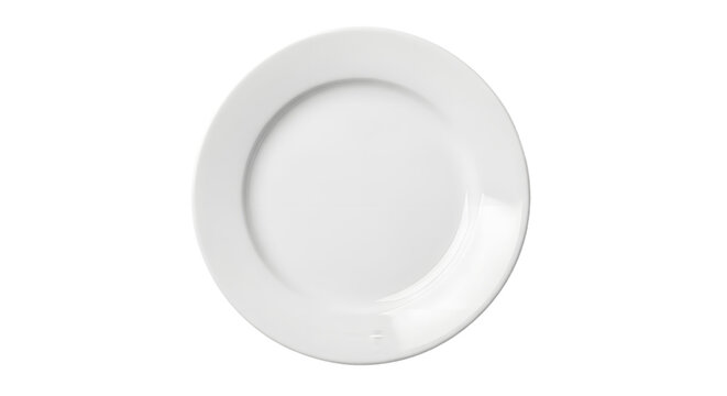 Stock photo of a white ceramic plate for food presentation and elegant table setting on transparent background