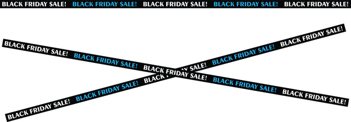 Black Friday sale ribbons crossed and horizontal vector illustration for advertising and promotion