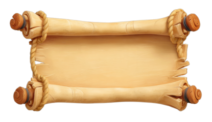 Cartoon parchment scroll with rolled ends and wooden knobs, empty for text