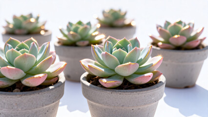 Potted succulent plants in sunlight
