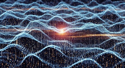 Dynamic abstract network visualization with glowing node connections, perfect for future technology, AI, data science, and innovative digital concepts