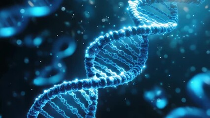 Video Close up view of two strands of DNA helix structure, a fundamental molecule in genetics