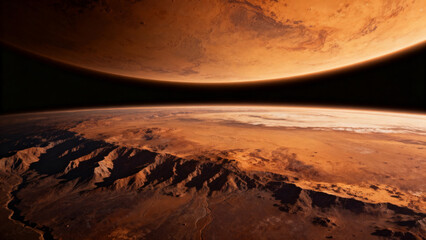 Mars from space showing surface and atmosphere