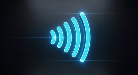 Modern glowing neon wireless icon for digital payments and connection technology, perfect for showcasing innovation in fintech or mobile applications