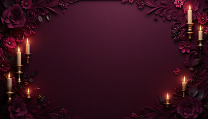 Romantic floral frame with candlelight for elegant invitations and celebrations