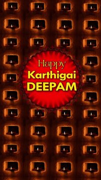 Happy Karthigai Deepam Wishes Short Video  Stunning Wall of Diyas and Traditional Clay Lamps Background  Festival of Lights