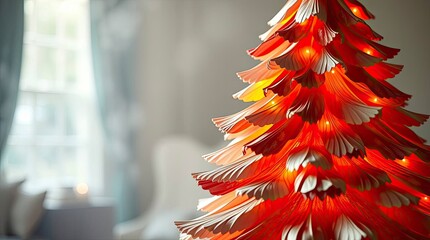 Layered Papier-M&acirc;ch&eacute; Christmas Tree in a Soft Dreamy Atmosphere with Bright Vibrant Colors and Hazy Light