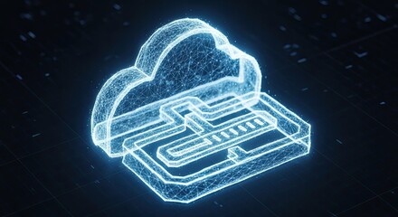 Stunning digital cloud storage solution with glowing circuit board design for modern data management and innovative tech solutions, showcasing connectivity