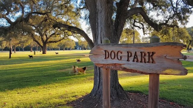 Dog park in the park.