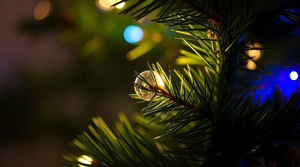 Extreme Macro Close-Up Christmas Tree with Creative Light Art and Abstract Lighting Patterns