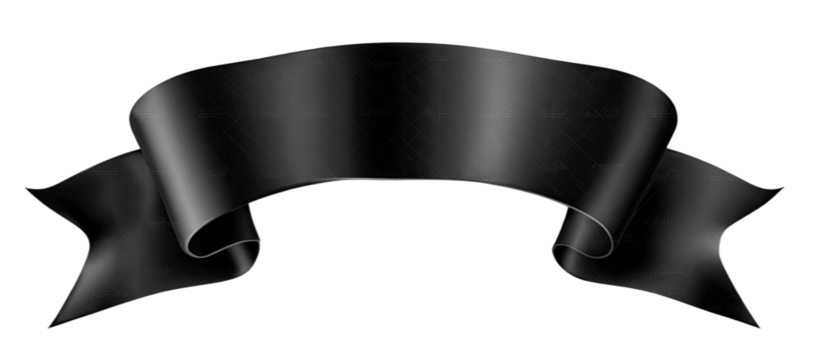 A shiny black three-dimensional curved ribbon banner with elegant flowing ends - Powered by Adobe