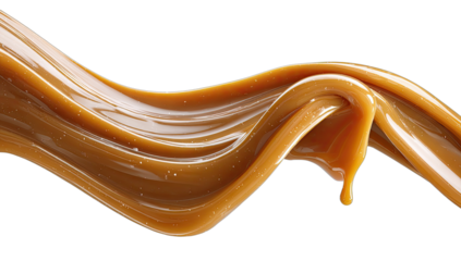 Smooth, viscous golden liquid flowing and dripping, with highlights