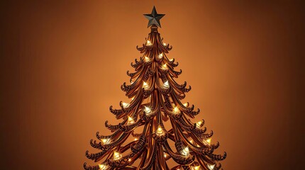 Cast Bronze Christmas Tree with Antique Patina in Creative Light Art and Abstract Artistic Lighting