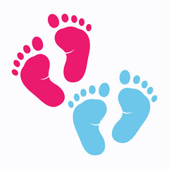 Pink and blue baby footprints illustrating a family s newest members
