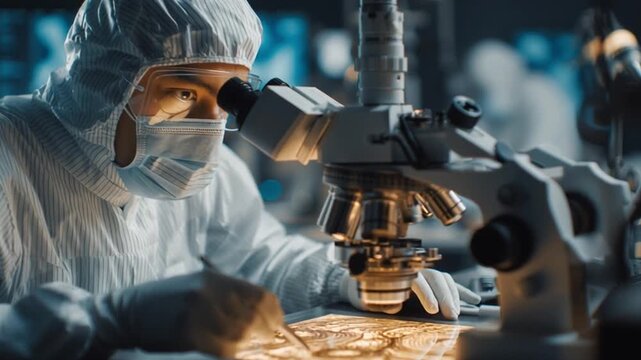 Company Technology research in a lab, analyzing core samples from a Geologic Planning site, a scene of Canvasses Location and resource identification.
