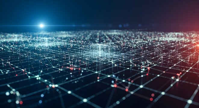 Abstract Digital Data Network Grid - Global Communication or Big Data Visualization Conce