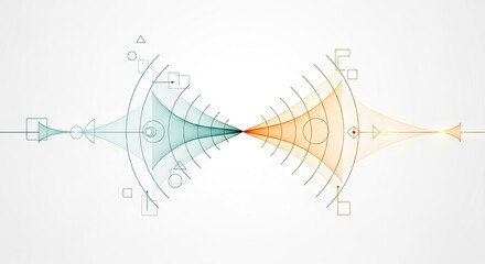 Dynamic abstract technology art featuring vibrant converging lines and geometric shapes perfect for illustrating innovation and futuristic concepts in branding