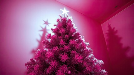 Surreal Infrared Christmas Tree Under Strong Hard Light with Harsh Shadows