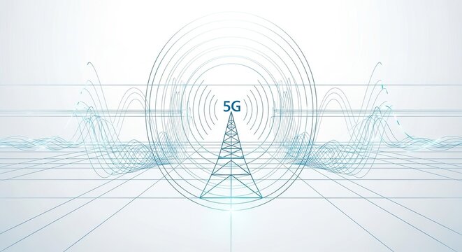 Experience the power of 5G network communication with this modern abstract design symbolizing fast connectivity and advanced technology solutions for your business - Powered by Adobe