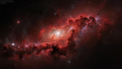 Vibrant Red Nebula in Deep Space with Distant Stars.