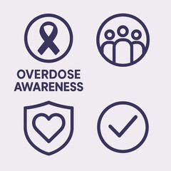overdose awareness icon, prevention ribbon, support emblem, healing symbol, h
