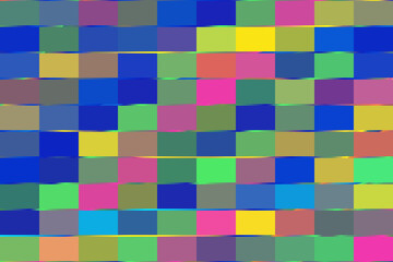 A vibrant and playful mosaic of colorful squares creates a cheerful and dynamic abstract geometric pattern