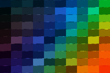 A vibrant spectrum of colors arranged in a grid pattern, showcasing a diverse range of hues from deep blues to bright greens and oranges