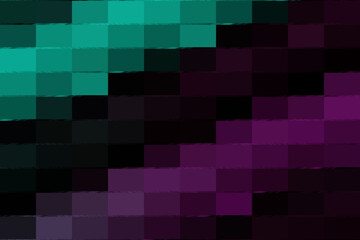 An abstract mosaic of teal and purple blocks creates a captivating pattern, blending hues for a visually engaging and dynamic composition