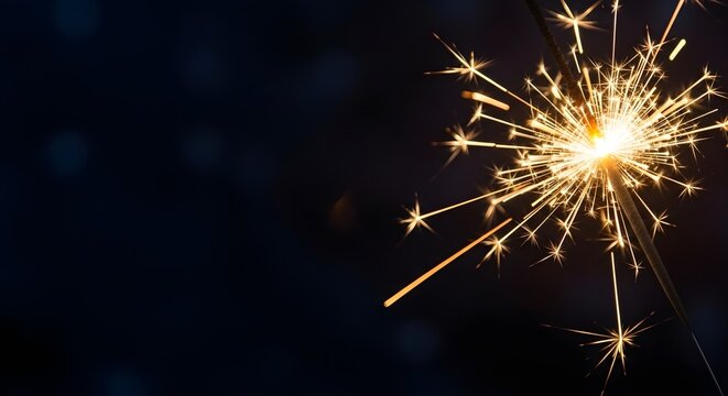 Sparkling celebration golden sparkler against a dark background for festive events