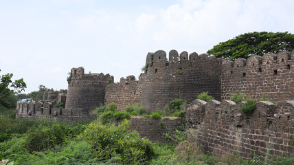 India, Karnataka, Vijayapura, Ancient Ruin Fortress of Vijapaura Fort, the 15th Century Fortress. © Raj