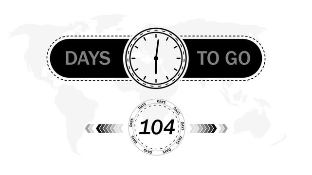 104 Days to go countdown timer icon.Minimal countdown timer animation days to go.Count time display with numbers sale, label button ,promotion clock sign business concept.