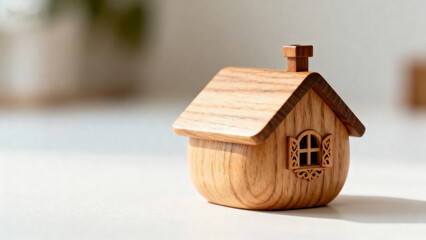Wooden house model on surface