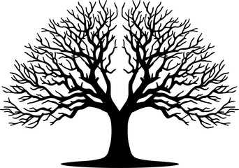 Obraz premium Black bare tree vector silhouette icon