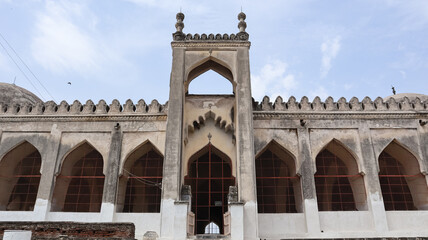 India, Karnataka, Vijayapura, View of Main Entrance of Jamia Mosque, the 15th Century Monument. © Raj