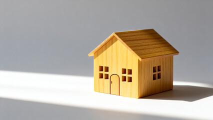 Wooden model house on white surface
