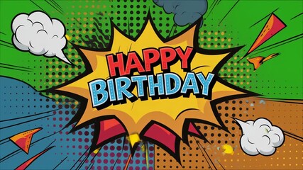 Happy Birthday Comic Style Illustration - Colorful and Festive for Celebration